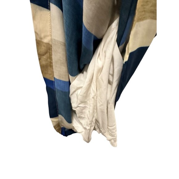 👗 2/$30 👗 Blue & Tan Striped Italian Off Shoulder Above Knee Length Dress sz M - Picture 7 of 9